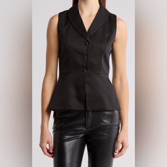 Jason Wu Black Peplum Vest Top Sleeveless Blazer Career Chic Size 2 0028 - Picture 1 of 7